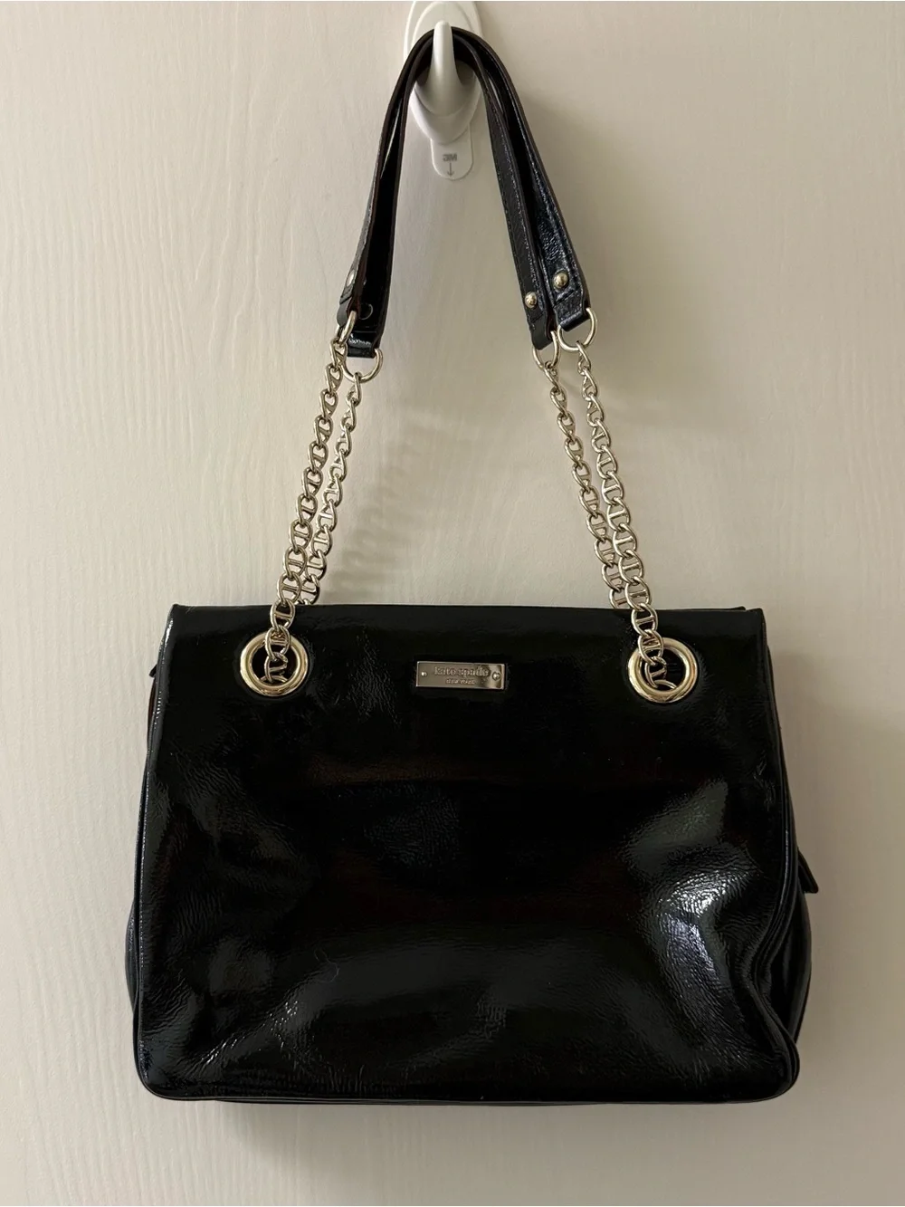 Kate Spade Black Patent Chain-Handle Shoulder Bag
